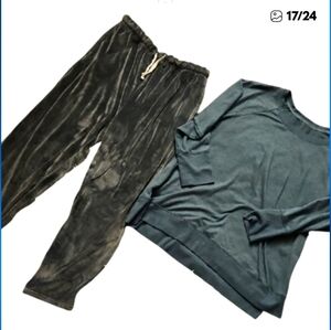 2items, 1 Price!Cozy Gray Lounge Set Velour pants sz XL, sweatshirt 1X